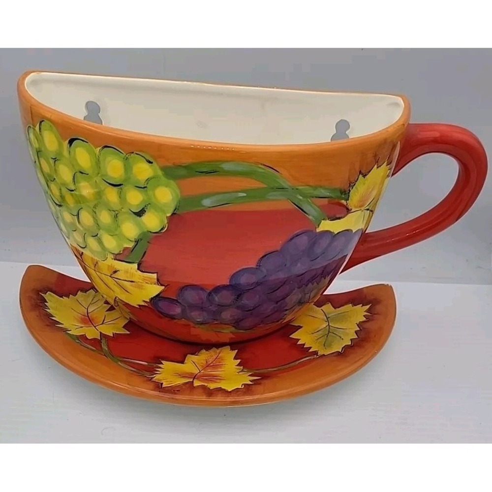 ANNE ORMSBY LARGE TEA CUP WALL VASE PLANTER  BAUM BROS‎